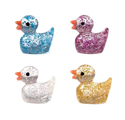 Mini Enten 100 Stück, Kleine Enten Tiere Entchen Figuren aus Harz Miniatur Ducks Bunt Minienten Small Duck Spielzeug Mini Figuren Set Gelb Enten Deko Torte für Kind Haus Tisch Schreibtisch Zimmer von THKO