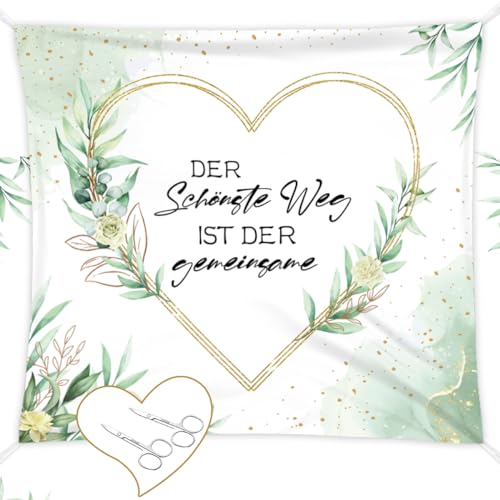 XXL Herz zum Ausschneiden Hochzeit, Hochzeitslaken zum Ausschneiden, Hochzeitsherz zum Ausschneiden, Standesamt Deko, mit Schlaufen zum Festhalten, 2 Scheren, Perfekt für Hochz Spiele/Dekoration von THMSLYN