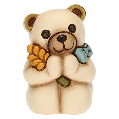 THUN, Gastgeschenk für Erstkommunion für Ihn mit konischer Teddy mit Weizenspitze aus Keramik, handverziert, Linie Bonboniere, 4 x 4,2 x 5,7 cm von THUN