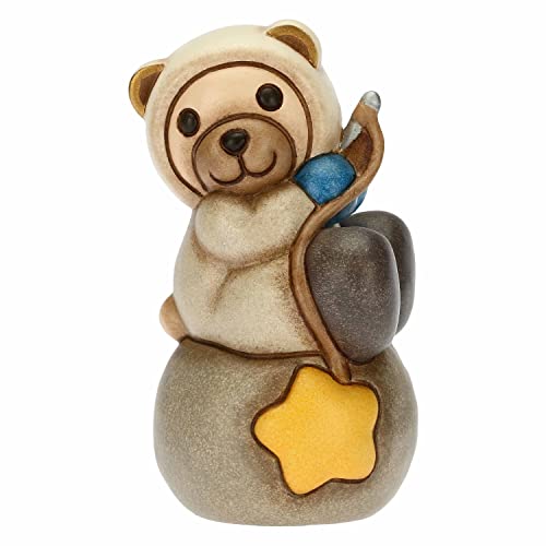 THUN - Teddy Astronauta Angeln EIN Stern - Leben, Symbole, Bonboniere Taufe - Handgemalte Keramik - 5,2 x 4,2 x 7 cm h von THUN