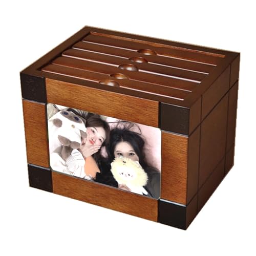 THYXGS Hölzerne Fotoalbumbox, Hölzerner Fotowürfel, Einlegewürfelboxen Mit 5 Herausziehbaren Alben 6x4 (10x15), DIY-Fotoaufbewahrungsbox Für 6-Zoll-Fotos, Bietet Platz Für 100 Fotos von THYXGS