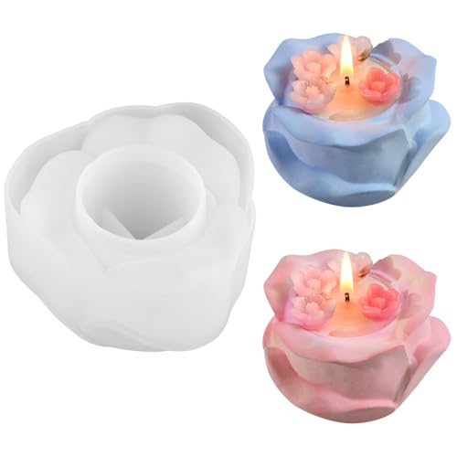 3D Rose Silikonformen Gießformen, Weiß Kerzen Formen Silikon, Wiederverwendbar Kerzen Silikonformen, Giessformen Silikon Für Kerzen Selber Machen Set von TIANCONGYUN