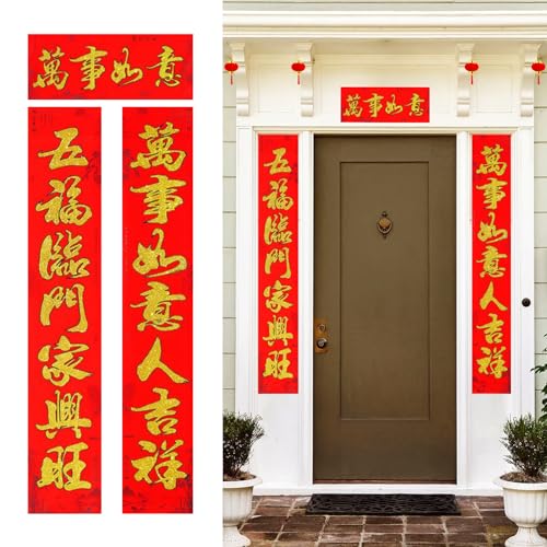 Chinesische Neujahrsdekorationen 2024 Jahr des Drachen Frühlingsfest Couplets Chinesische Neujahrspräche Chunlian Dekoration des Frühlingsfestes für Chinesisches Neujahr Frühling Festival Home Decor von TIANHOO