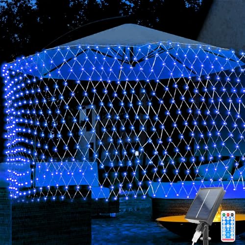 TIANHOO Lichterketten Solar, 1.5 * 1.5M 96 LEDs Weihnachtsdekoration Netzlicht Solar Gartenleuchten, Wasserdichte Lichterkette Netz mit 8 Blinkmodi, Solar Aussen Für Die Courtyard Garden Bar Party von TIANHOO