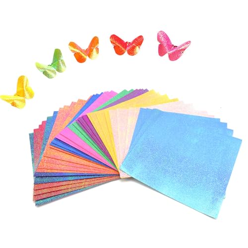 TIANLIN 200 Blatt Faltpapier, 15 x 15 cm Quadratisch Origami Papier Glitzer, 10 Farben, Farbiges Origami-Set, Perlglanzpapier, für Basteln, Dekorieren, Geschenke von TIANLIN