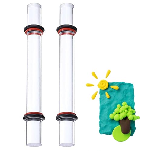 2 x Teigroller aus Ton, transparentes Modelliermassen-Werkzeug, bequem und leicht zu reinigen, luftgetrocknetes Ton-Werkzeug, verwendet für Bastelarbeiten, Kunstbedarf und Keramik-Lehrwerkzeuge von TIANNLINPY