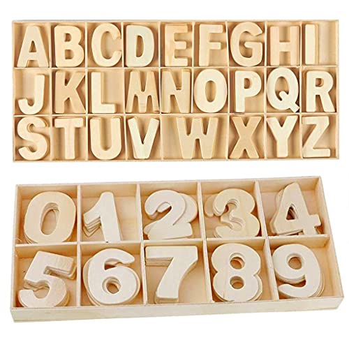 216-teiliges Holz-Buchstaben- und Zahlen-Set mit Ablageschale, glatte Kunst, Lernspielzeug für Kinder von TIANQUXNGI