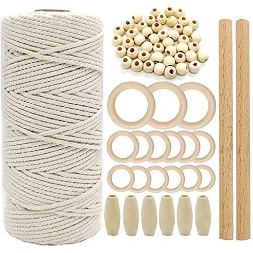 Cord Natural Cotton Thread Wooden Bead Lampenschirm Tapisserie Zubehör Holzherstellung Supplies von TIANQUXNGI