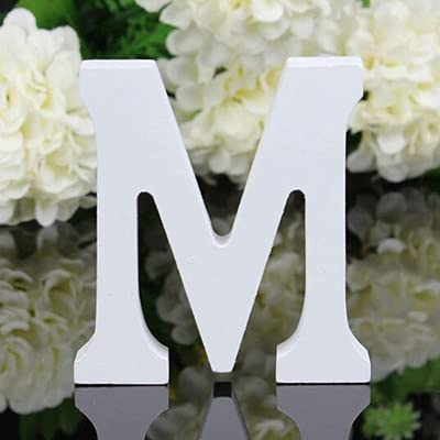 TIANSHU Dekorative Holzbuchstaben, 26 Buchstaben Holz Alphabet Wandbuchstaben für Kinder Baby Name Mädchen Schlafzimmer Hochzeit Brithday Party Home Decor, DIY Holz Liebesbriefe (Buchstabe:M) von TIANSHU