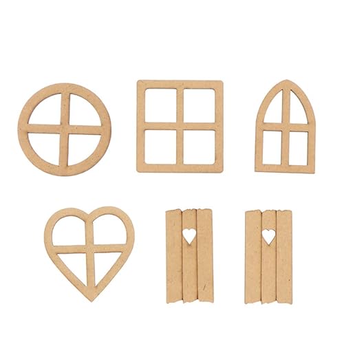 6 Stück Feentür Holz Gartentüren Bastelset Mini Fenster Feenhaus DIY Kit von TIANTIAN