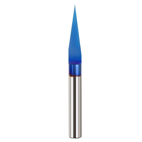 15-Grad-V-Nut-Fräser-Schnitz-Bit, V-Werkzeug, Schnitzen, CNC-Werkzeuge mit Nano-Blau beschichtet, 6,35 mm Schaftschnittdurchmesser (15 Grad V-Nut-Fräser-Bit (Nano Blue), 1) von TIBOO DAY