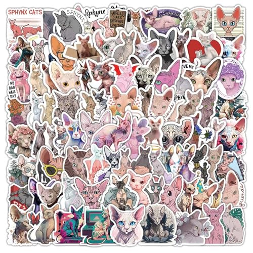 TICKLELY 100 Stück Lustiges Katzen Aufkleber Set, Wasserfeste Katzen Meme Sticker, Katzen Aufkleber, Kreatives DIY für Laptop Mobiltelefone Skateboard Gepäck etc von TICKLELY