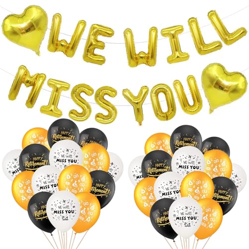 TICKLELY 45-teiliges Beeindruckendes Abschiedsparty-Dekorationen Set für eine unvergessliche Feier (Schwarz-Gold) von TICKLELY