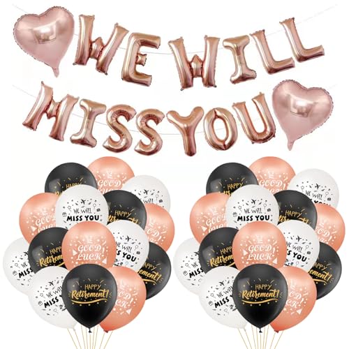 TICKLELY We Will Miss You Deko,45pcs Beeindruckende Abschiedsparty-Dekorationen FüR Eine Unvergessliche Feier(Pink) von TICKLELY