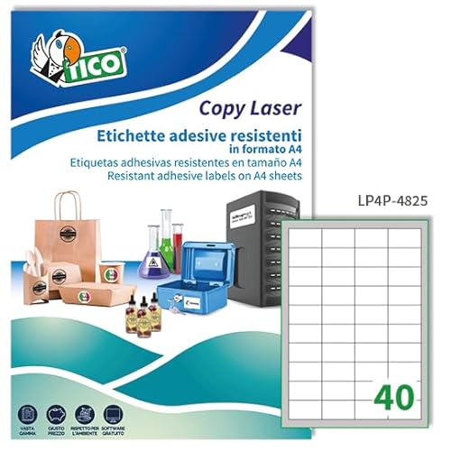 TICO lp4p-4825 Etikett aus Polyester, 70 FF, 48,5 x 25,4 mm, weiß von TICO