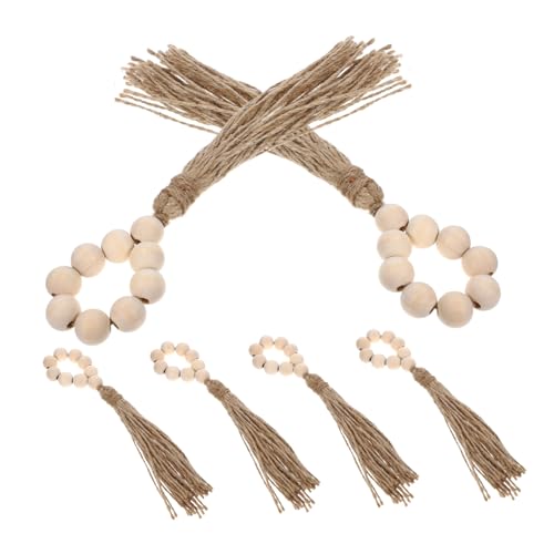 6St Holzperlen Serviettenringe Fallen Serviettenringe aus Perlen Serviettenhalter Partydekoration Hochzeit Serviettenringe aus Holz Serviettenringe für den Esstisch hölzern Beige TIDTALEO von TIDTALEO