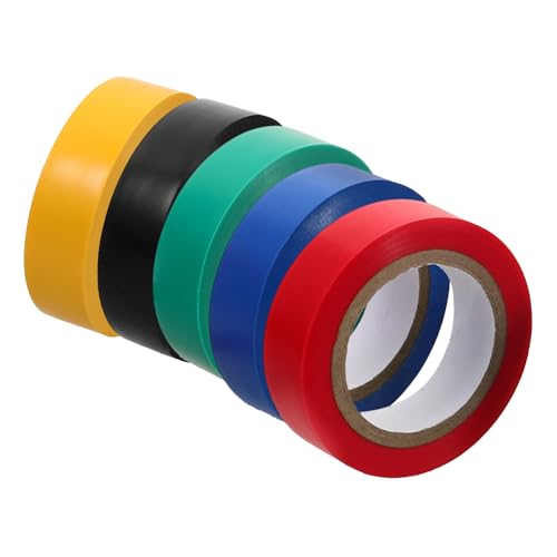 TIDTALEO 5 Rollen Isolierband Doppelt Kabel Klebeband Selbstklebend Stecker Klebeband Strapazierfähig Wasserdicht Neon Leistung Farbiges Klebeband Flüssig Gaffers Tape Oberbeleuchter Pvc von TIDTALEO