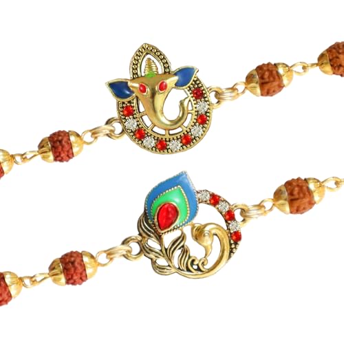 TIED RIBBONS Rakhi Rakhi für Bruder 2er-Set Rakhi-Set | Rakhi-Karte | Rakhi Tikka Set – Raksha Bandhan Rakhi Armband für Bruder Rakhi für Bhaiya | Bro Rakhi Thread (Golden) von TIED RIBBONS