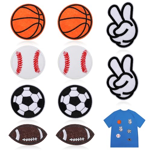 TIESOME 10 Stück Flicken Zum Aufbügeln Kinder, Patches zum Aufbügeln Fußball Bestickte Aufnäher Ball Sports-Stil Patch Bügelflicken Kinder für T-Shirt Jeans Jacken Rucksäcke Hüte von TIESOME