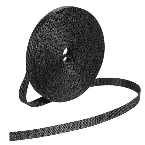 TIESOME 12 Yards Nylon Gurtband, strapazierfähiges Gurtband, schwarze flache Gurte für Sicherheitsgurt, Rucksack, Outdoor, Heimwerker-Ausrüstung, Reparatur(Width 2.6cm) von TIESOME