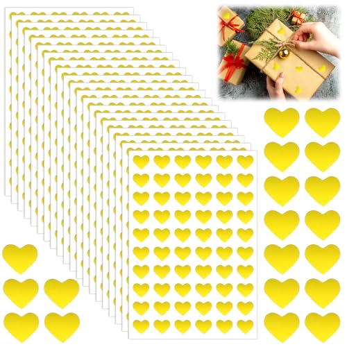 TIESOME 1200 Stück Glitzer Herz Aufkleber, Selbstklebend Herz Sticker, Aufkleber Herz für Umschläge, Geschenkverpackungen, Scrapbooking, Karten, DIY Handwerk, Hochzeit Dekoration (Herz) von TIESOME