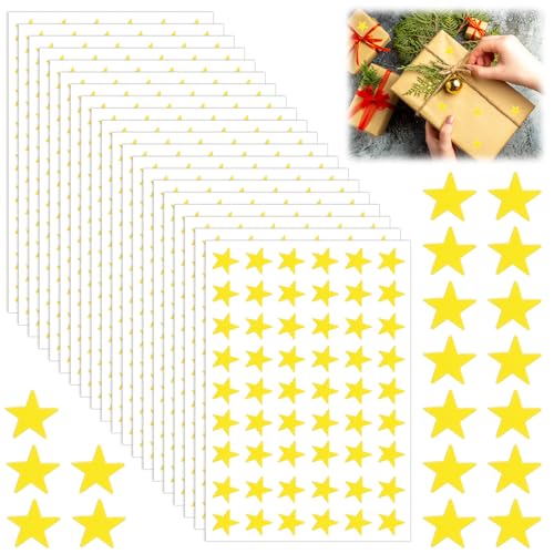 TIESOME 1080 Stück Glitzer Stern Aufkleber, Selbstklebend Stern Sticker, Aufkleber Stern für Umschläge, Geschenkverpackungen, Scrapbooking, Karten, DIY Handwerk, Hochzeit Dekoration (Stern) von TIESOME