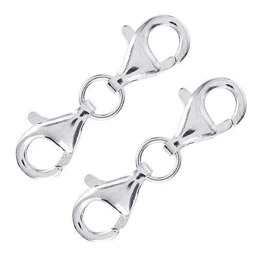 TIESOME 2 Stück 925 Silber Doppelöffnung Karabinerverschluss, Doppelte Öffnung Halskette Verlängerung Classic Double End Design Armband Extender Double Claw Connector für Schmuck Armbänder von TIESOME