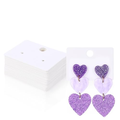 TIESOME 200 Stück Ohrringe Displaykarten, 4.5*3.2cm Kraftpapier Ohrringe Karten Ohrring Aufbewahrung Schmuck Display Ohrstecker Aufbewahrung Hängen Ohrringkarten für DIY Ohrstecker und Ohrringe(Weiß) von TIESOME