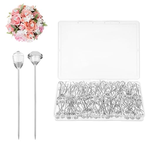 TIESOME 200pcs Nähnadeln Stecknadeln Mit Kopf, Diamant Blumenstrauß Pins, Stecknadeln mit Kopf Edelstahl Stecknadeln Sewing Pins für Basteln Nähen Säumen Craft Jewelry Komponenten Dekoration von TIESOME