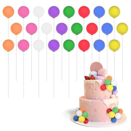 TIESOME 24 Stück Tortendeko Kugeln, Regenbogen Tortendeko Mini Luftballons Cupcake Deko für Geburtstag Hochzeit Babyparty Jahrestag Party Deko(Farbe 2) von TIESOME