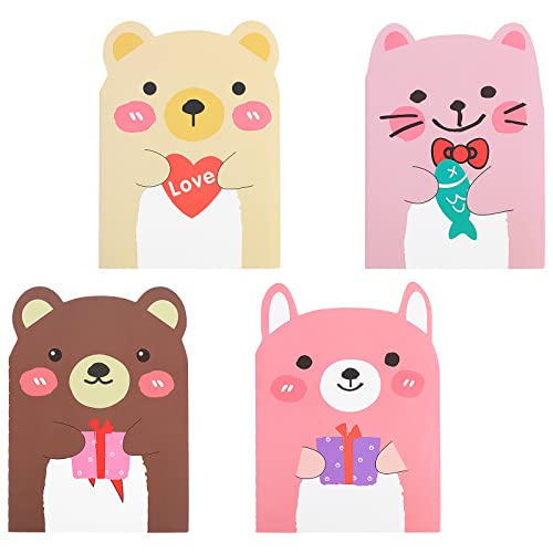 TIESOME Niedliche Cartoon Notizblock, 4Pack Kawaii Bär Buch Cartoon Notizblock Tiere Form Notizen für Studenten Home Office Mitbewohner Geschenke Registerkarte liefert 80 Blatt von TIESOME