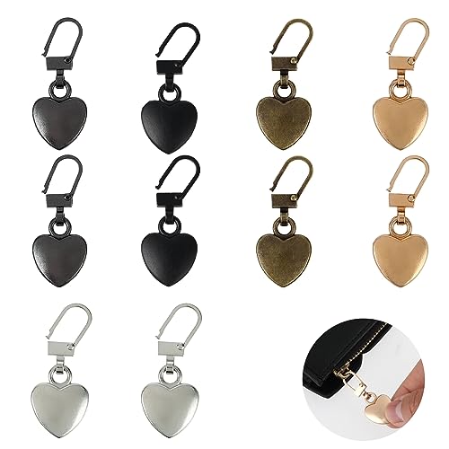 TIESOME Reißverschluss Zipper, 10 Stück Herzförmige Abnehmbar Metall Reißverschluss Zipper Pulls für Kleidung Jacken Tasche Zelte Gepäck Koffer Rucksack Handtaschen Geldbörsen (5 Farben) von TIESOME