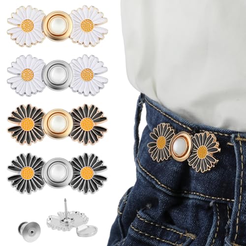 TIESOME Hosen Enger Machen Clip, 4pcs Verstellbaren Taillenschnallen, Jean Knopfnadeln Verstellbare Nagelfreie Taillenschnallen Hosenbund Enger Machen für Hosen Jeans von TIESOME