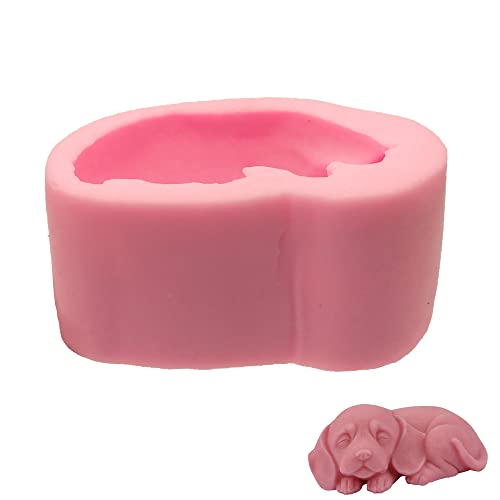 TIEZHI 3D Silikonform Hund Form 3D Niedliche Hund Silikon Form Fondant Pink Kuchen Form 3D Gießformen für Beton Hund Kerzen Silikonform Geeignet zum Backen, Herstellen von Seife, Kerzen, Ornamenten von TIEZHI