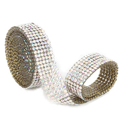 Banding Zum Aufbügeln, Applikationsbanding, 1 M, Strass-Kristallglas-Mesh-Banding, Strassbanding Zum Aufbügeln, Applikation für Hochzeitskleid, Schuhe, Besatz (AB Farbe 6 Reihe 1 von TIKATARER