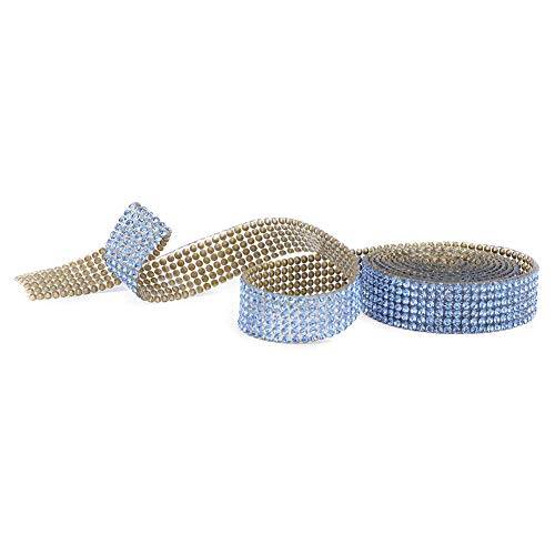 Banding Zum Aufbügeln, Applikationsbanding, 1 M, Strass-Kristallglas-Mesh-Banding, Strassbanding Zum Aufbügeln, Applikation für Hochzeitskleid, Schuhe, Besatz (Blau 6 Reihen 1 von TIKATARER