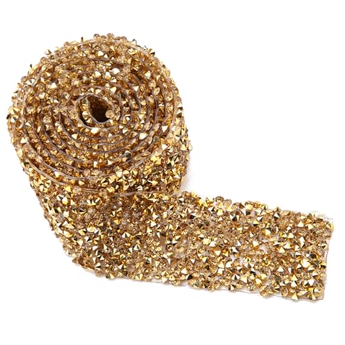 Bandrolle, 1 Yard, 30 Mm, Diamant-Mesh-Wickelrolle, Glitzerndes Strassband, Kristall-Strassband-Dekoration (Basis aus Kristallgold) von TIKATARER