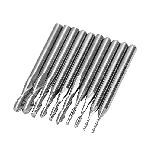 CNC -Bits, 10pcs Gravur Carving Tool Endmühle Set End Mills mit 5 Arten Klingenspezifikationen Spiralmahlen Cutter von TIKATARER