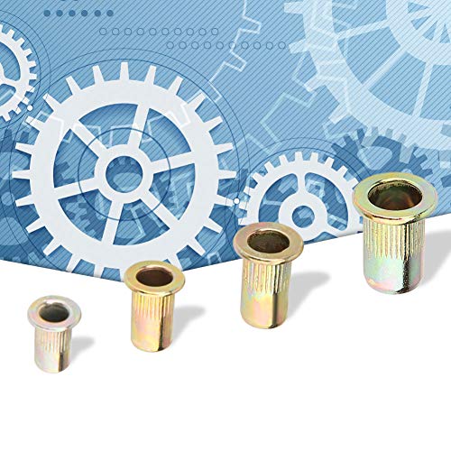 Gewinde-Nietmuttern, 200-teiliges M3/M4/M5/M6-Nietmutter-Werkzeugset, Kohlenstoffstahl, Flaches Gewinde, Nietmutter, Flansch, Nietmutter, Nutsert-Befestigungselement von TIKATARER