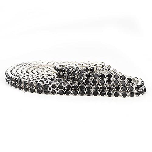 Kristall-Rollenband, 1 M, DIY-Wickelrolle, Kristall-Strass-Band, 3 Mm, Strass-Kette, Zierband, Dekoration, Bastelzubehör (Zweireihig reinschwarz 1 Meter) von TIKATARER