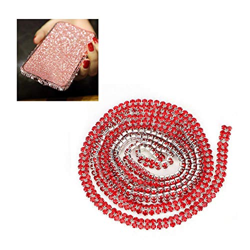 Kristall-Rollenband, 1 M, DIY-Wickelrolle, Kristall-Strass-Band, 3 Mm, Strass-Kette, Zierband, Dekoration, Bastelzubehör (Zweireihig rot 1 Meter) von TIKATARER