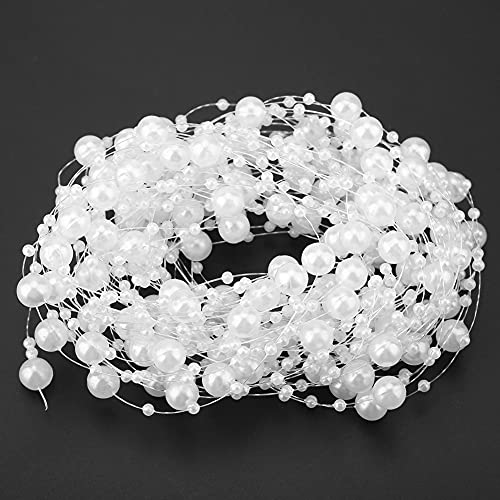 Künstliche Perlenkettenbesatz, Fischfaden-Perle, 10 M, Angelfaden, Künstliche Perlen, Perlenkette, DIY, Hochzeit, Party, Dekoration (WHITE) von TIKATARER