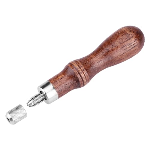 Leder -AWL, 4 in 1 Holzgriff AWL -Werkzeug mit 4 AWL -Köpfen Speedy Stitcher -AWL für DIY Ledercraft Loch -Lochwerkzeug Nähen von TIKATARER