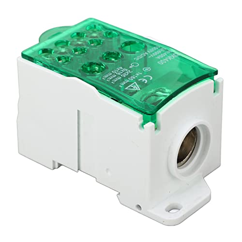 PA66 Flammhemmungsmittel -Junction Box, 690 V 400A Klemme Block Anschlusskasten DIN RAIL Elektrische Box mit Messinganschlüssen für Stromverteilung und Elektrokabinen (GREEN) von TIKATARER