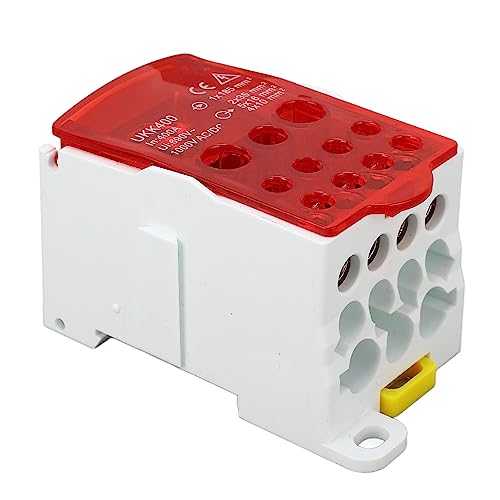 PA66 Flammhemmungsmittel -Junction Box, 690 V 400A Klemme Block Anschlusskasten DIN RAIL Elektrische Box mit Messinganschlüssen für Stromverteilung und Elektrokabinen (Rot) von TIKATARER