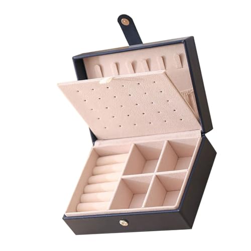 TIKATARER Reise-Schmuckkästchen, Kleine Reise-Schmuck-Organizer-Box, Reise-Schmuck-Organizer mit Reise-Schmuckkästchen, Schmuckschatulle für Reisen für Mädchen und Frauen (Navy blau) von TIKATARER