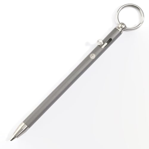 TKP1 Mini Titan EDC Stift Bolt Action Kugelschreiber, Metall Kugelschreiber mit schwarzen Ersatzminen und Schlüsselring, Persönlichkeits kreativer Signaturstift für Arbeit, Business (Dunkles Grau) von TIKIDESIGN