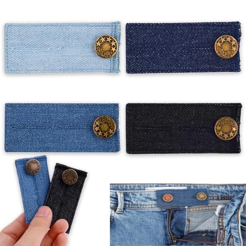 4 Stück Hosenbunderweiterung Knopf, Bund Expander Jeans Einziehbare Knöpfe, KnopfverläNgerung für Hosen, Adjustable, Geeignet für Jeans, Röcke, Umstandshose (4 Farben) von TIMEMEET