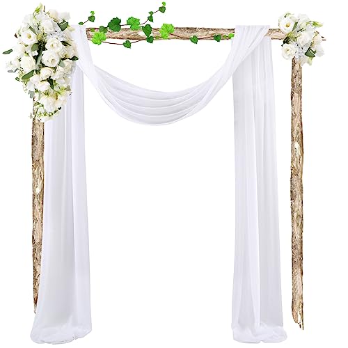 TIMESETL Hochzeitsbogen Stoff Querbehang Freihanddeko, 75x550cm Hochzeit Vorhang Deko Weiß Romantisch Hochzeitsbogen Gardinen Tüllstoff für Hochzeitsdeko, Foto Hintergrundvorhang für Bühne von TIMESETL