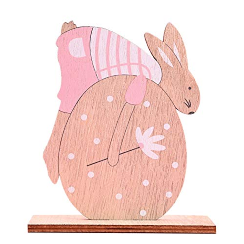 Osterdeko Osterhasen Holz Tischdeko Osterhasen Holz für Ostern Geschenke Kinder, Holz Osterdeko Ostern Osterhasen Holzfiguren Tischdeko Dekoration für Ostern Frühling Osterdekoration (Pink, One Size) von TIMIYUYU